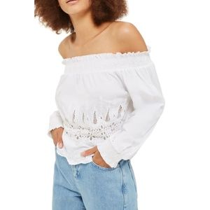 Topshop Cutwork Off the Shoulder Top